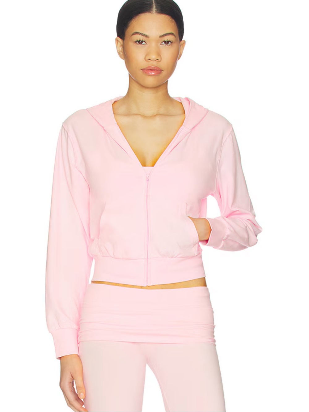 SKIMS NWT Cotton Jersey Zip Up Slim Hoodie - Cherry Blossom